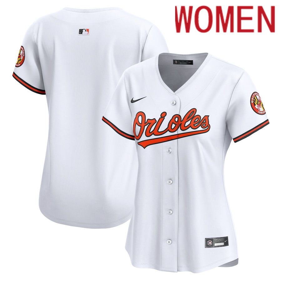 Women Baltimore Orioles Nike White Home Limited MLB Jersey->customized mlb jersey->Custom Jersey